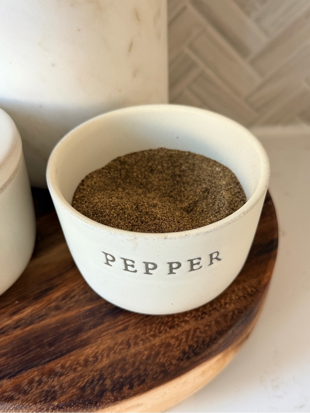 Cream Salt & Pepper Ceramic Jars with Lids - Picture 3 of 6
